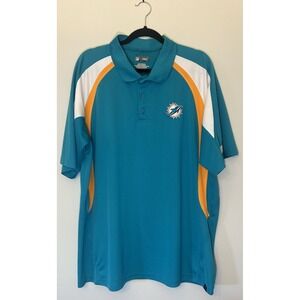 Miami Dolphins NFL Team Apparel Mens Teal Polo Shirt Size 2XL Embroidered Logo
